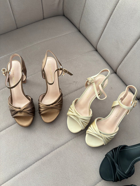 Ladies Twist Straps Open Toe High Heels
